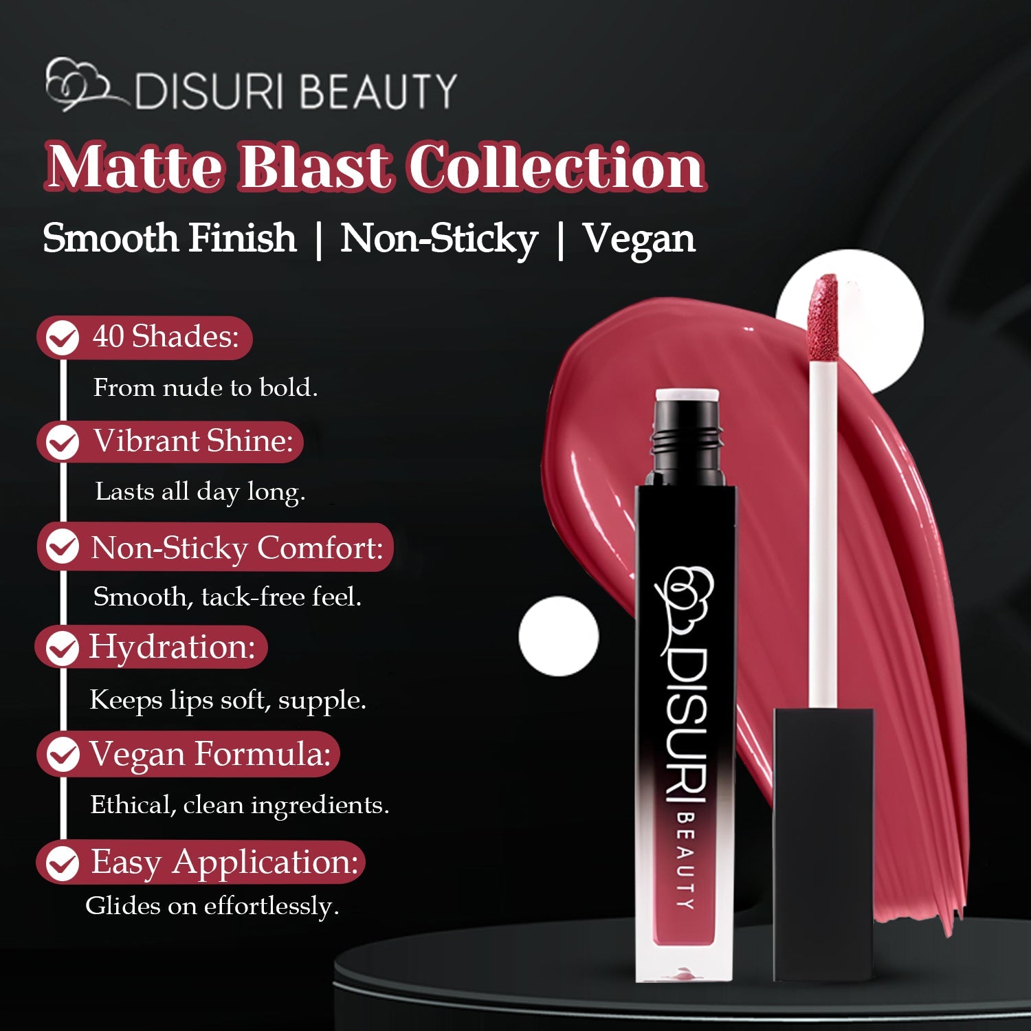DISURI Beauty Liquid Lipstick - Miami Nights (55)