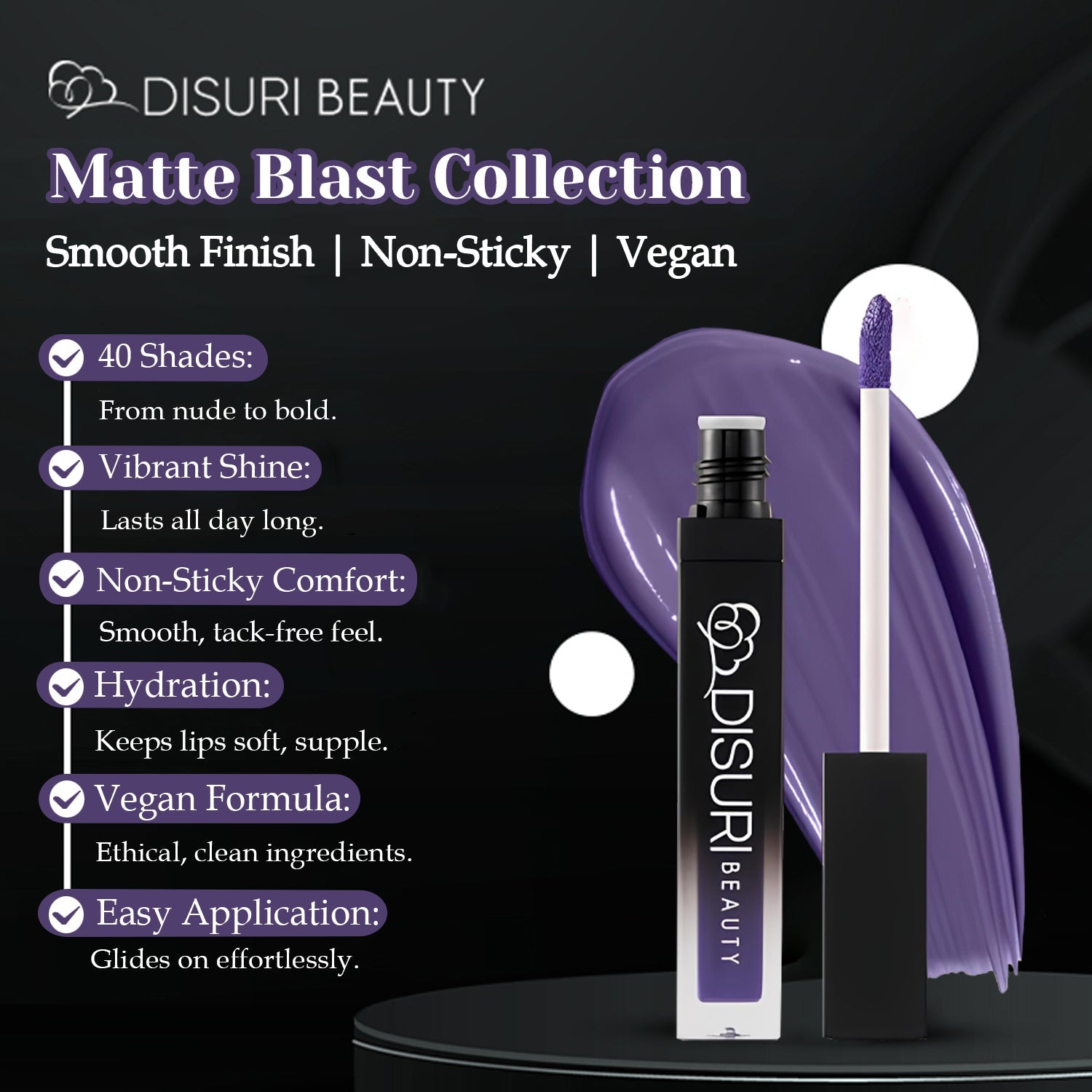 DISURI Beauty Liquid Lipstick - Royal Purple (50)