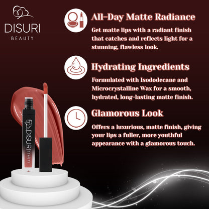 DISURI Beauty Liquid Lipstick - Blush Hour (12)