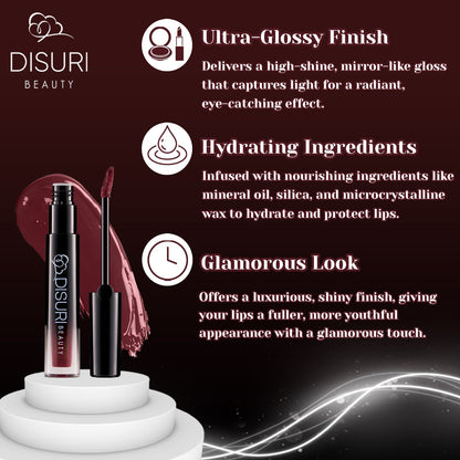 DISURI Beauty Glossy Blast Lip Gloss - La Brechadora (M62)