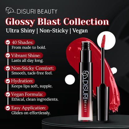 DISURI Beauty Glossy Blast Lip Gloss - Ruby Rosa (M41)