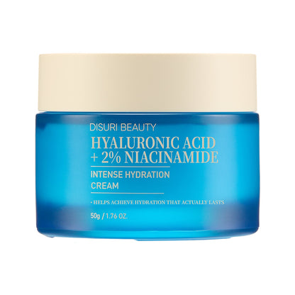 DISURI Hyaluronic Acid Intense Hydration Cream – Korean Barrier-Boosting Moisturizer with Triple HA + 2% Niacinamide 