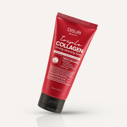 DISURI Triple Collagen Firming Foam - Korean Anti-Aging Cleanser with 3,000ppm Collagen Complex 