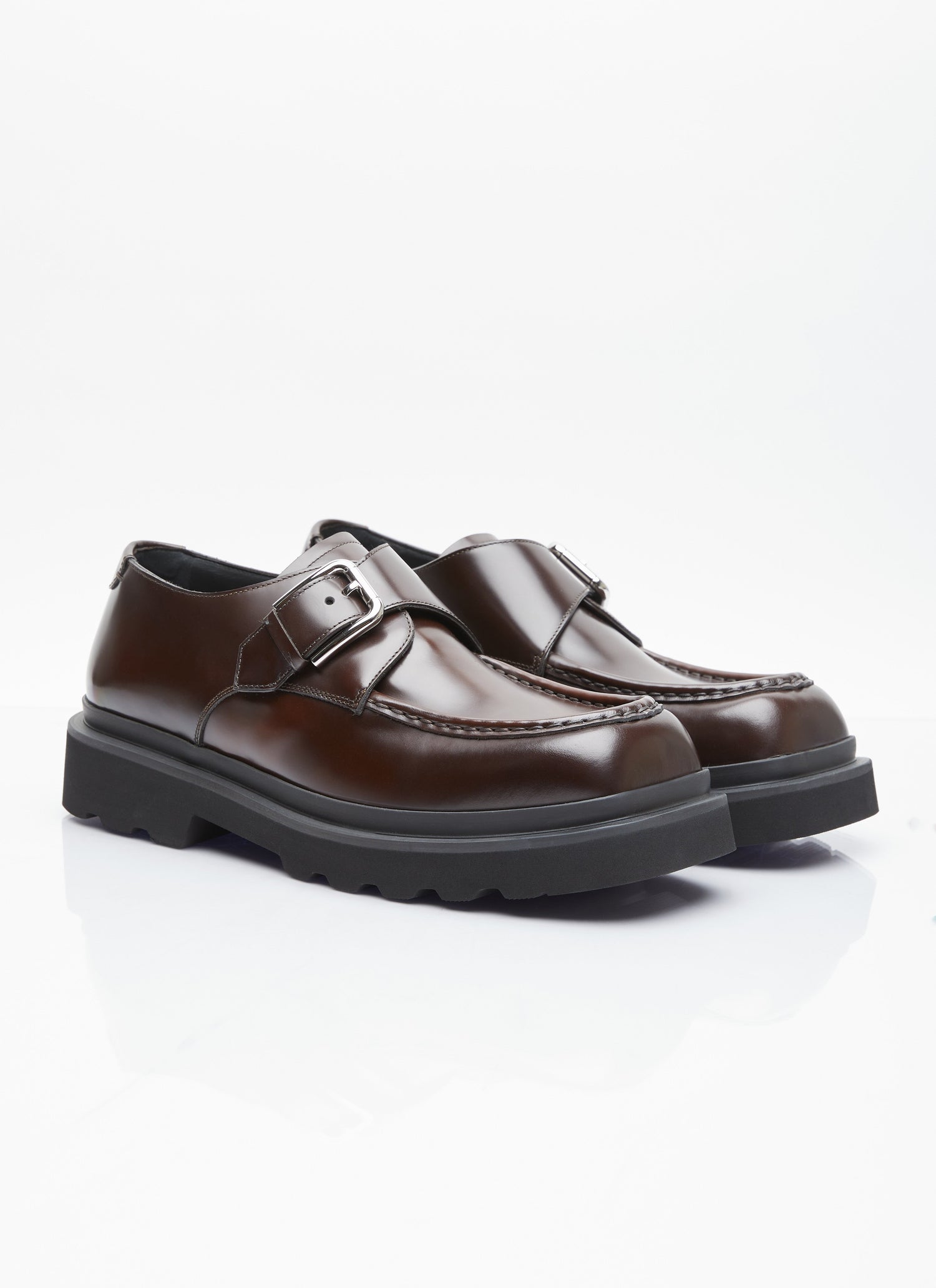 Dolce &amp; Gabbana Men Brushed Leather Monkstrap Shoes