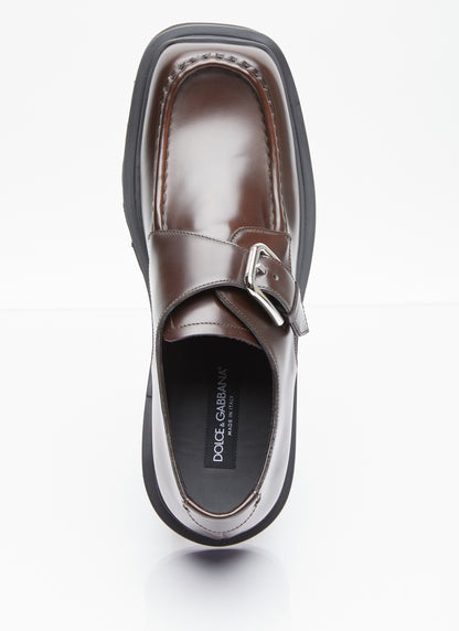 Dolce &amp; Gabbana Men Brushed Leather Monkstrap Shoes by Luosophy