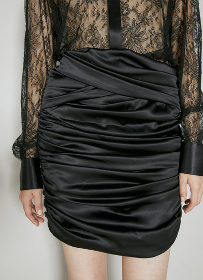 Dolce &amp; Gabbana Women Ruched Silk Mini Skirt by Luosophy