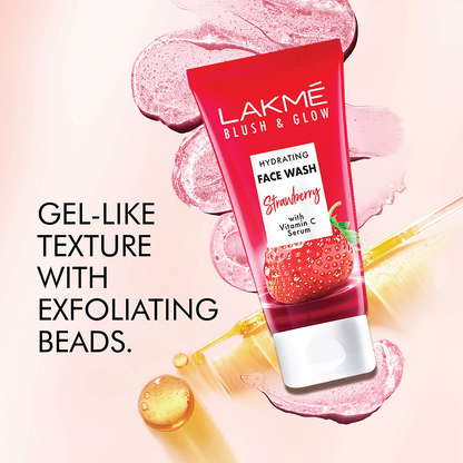 Lakme Blush &amp; Glow Strawberry Freshness Gel Face Wash With Vitamin C Serum