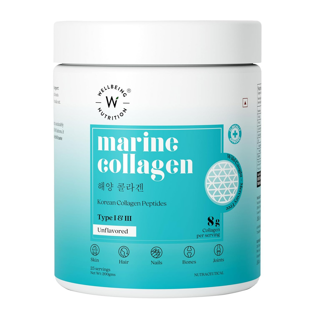 Wellbeing Nutrition Pure Korean Marine Collagen Powder - Unflavoured For Skin, Hair, Nails, Bone &amp; Joint
