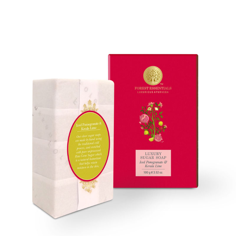Forest Essentials Luxury Sugar Soap Iced Pomegranate &amp; Kerala Lime