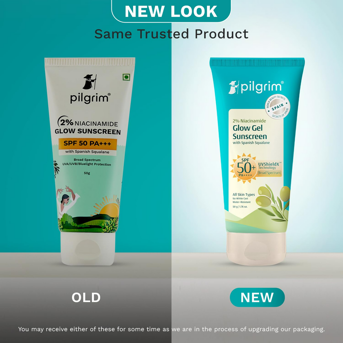 Pilgrim 2% Niacinamide Glow Sunscreen SPF 50 +++ Enhances Glow, Broad spectrum, Non-greasy, No white cast &amp; Prevents Tanning