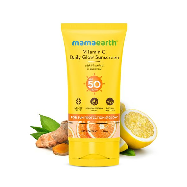 Mamaearth Vitamin C Daily Glow Sunscreen SPF 50 PA+++ for Sun Protection &amp; Glow