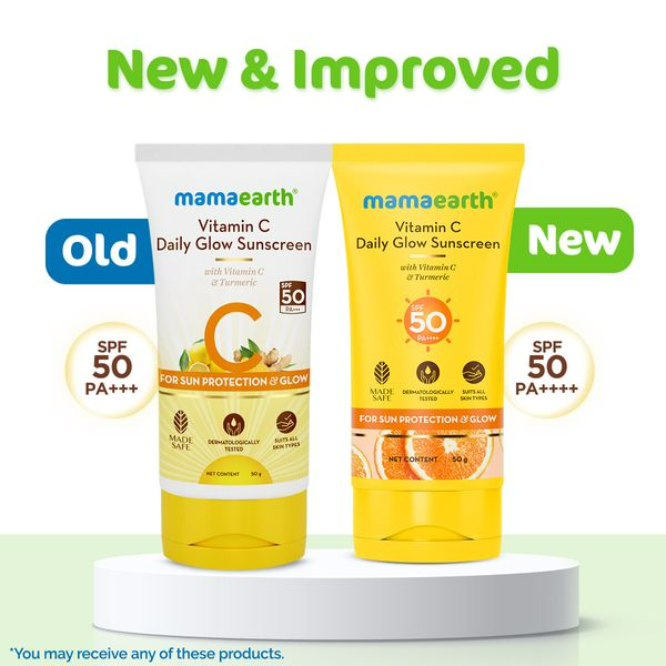 Mamaearth Vitamin C Daily Glow Sunscreen SPF 50 PA+++ for Sun Protection &amp; Glow