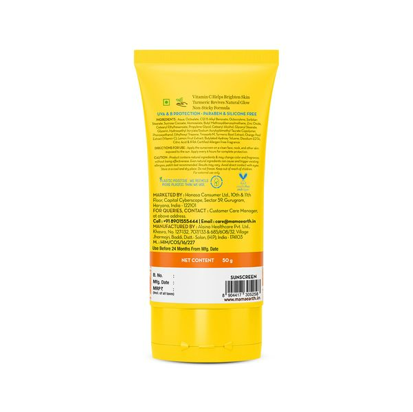 Mamaearth Vitamin C Daily Glow Sunscreen SPF 50 PA+++ for Sun Protection &amp; Glow