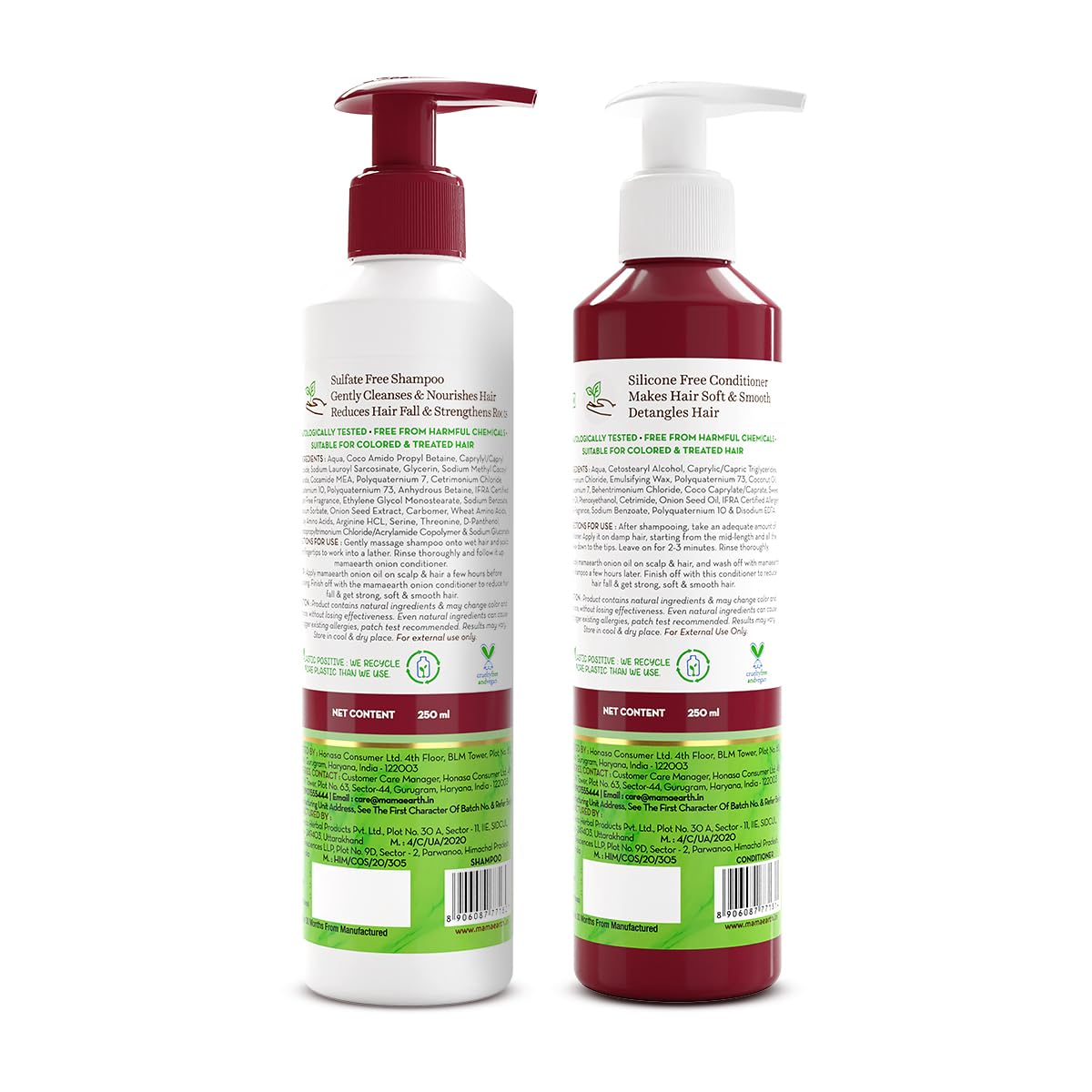 Mamaearth Onion Shampoo &amp; Onion Conditioner For Hair Fall Control