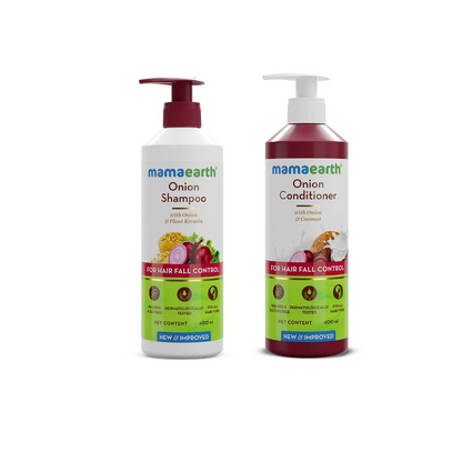 Mamaearth Onion Shampoo &amp; Onion Conditioner For Hair Fall Control