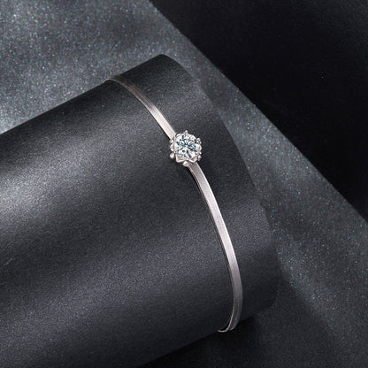 925 Sterling Silver Moissanite 0.50 Carat Bracelet with Pavé Setting and White Gold Plating for Women