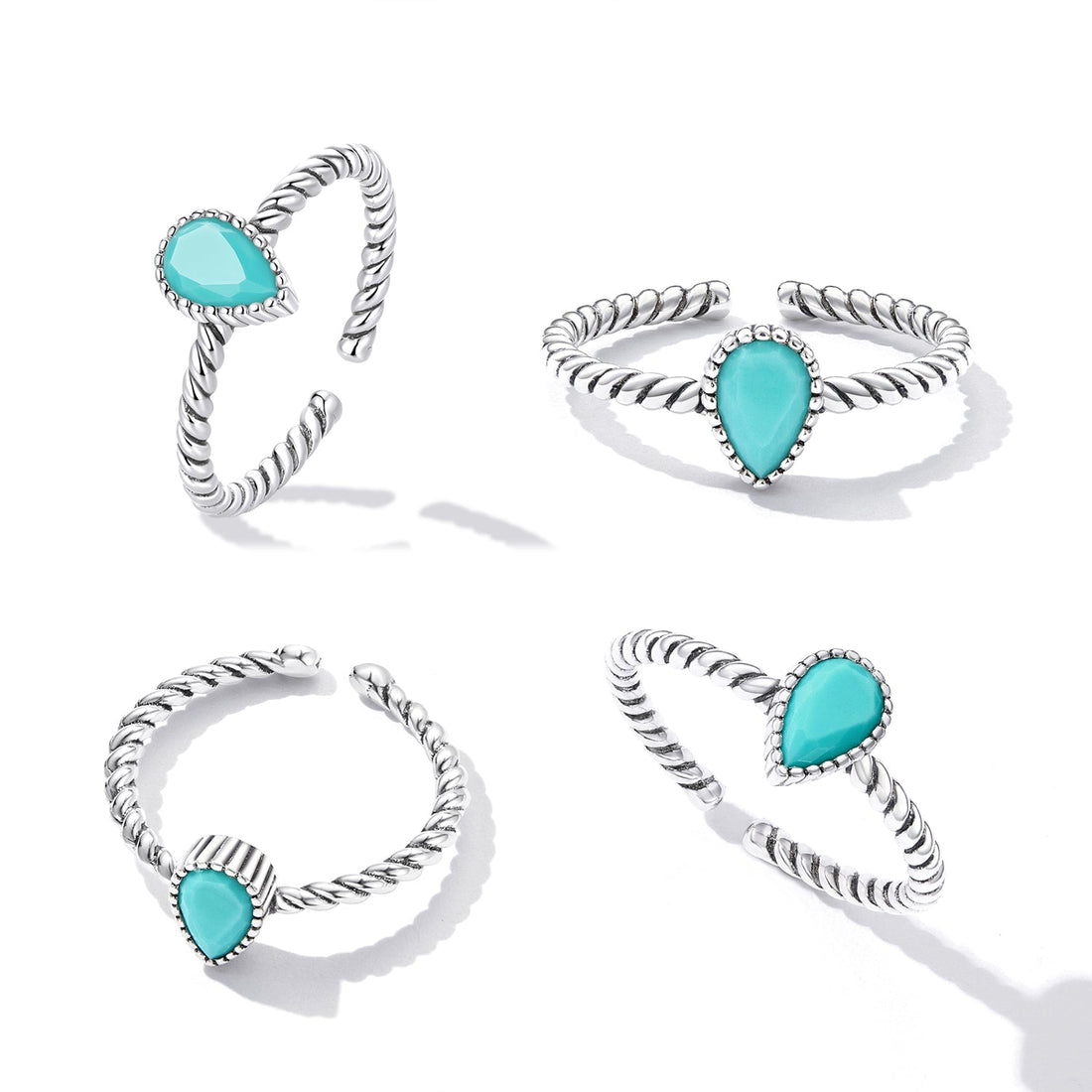 925 Silver 0.2cm Turquoise Ring for Women  DestGlow