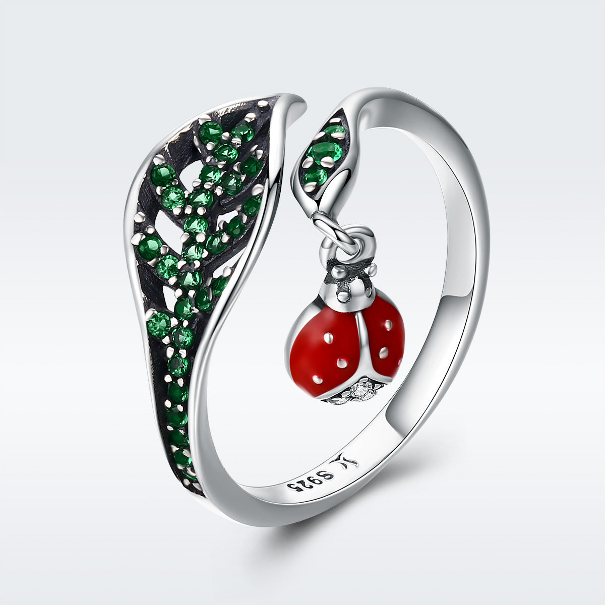 925 Sterling Silver Ring with Genuine Beetle and Leaf Design - 0.8x0.5cm, Women  DestGlow