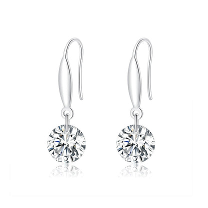 S925 Sterling Silver Earrings 2.6x0.8cm Plated Platinum with Pavé Setting CZ for Women  DestGlow