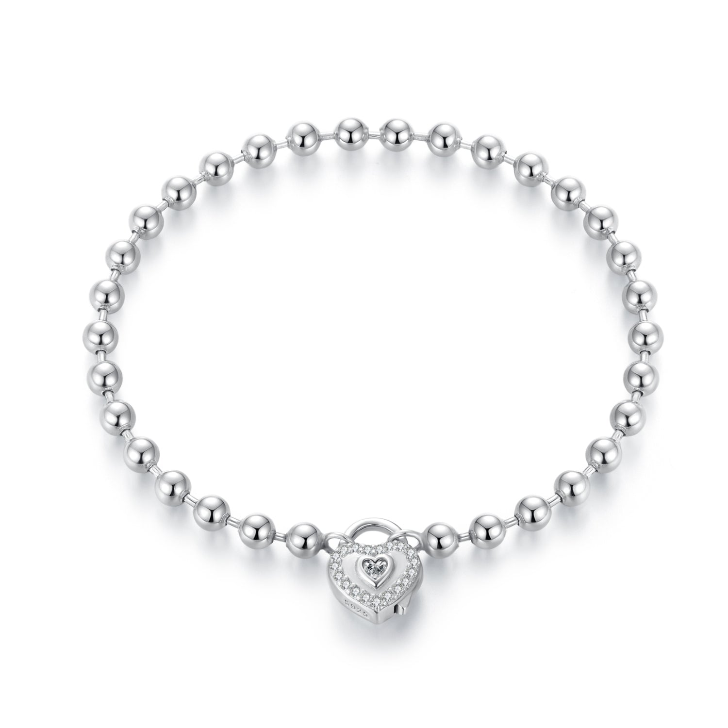 925 Sterling Silver White Gold Plated 17cm Bracelet with CZ Paved Setting for Women  DestGlow