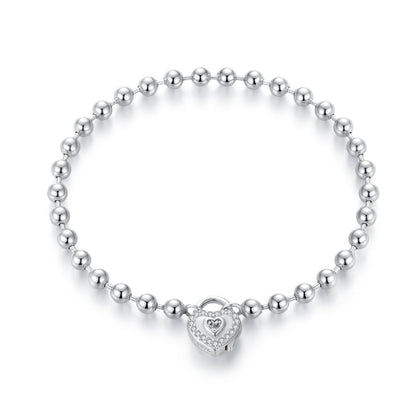 925 Sterling Silver White Gold Plated 17cm Bracelet with CZ Paved Setting for Women  DestGlow