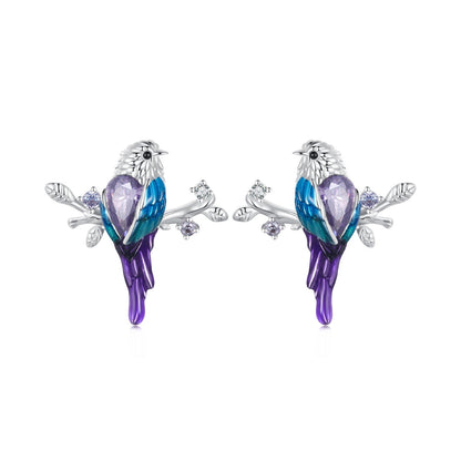 925 Sterling Silver Enamel Process Pavé Setting CZ Earrings