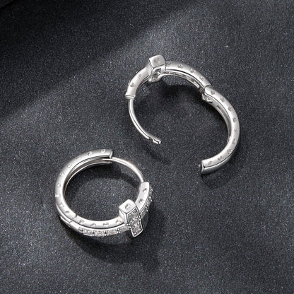 925 Sterling Silver Moissanite Earrings 1.3cm for Women