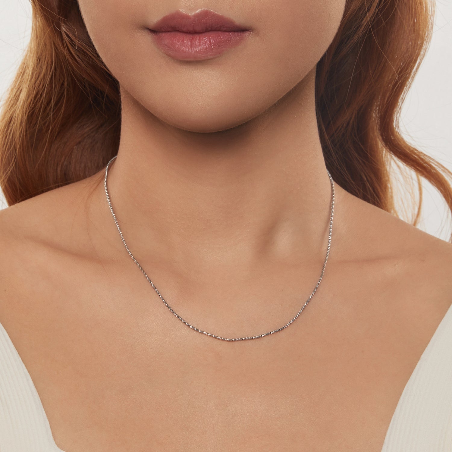 925 Sterling Silver White Gold Plated 40+5cm Necklace for Women  DestGlow