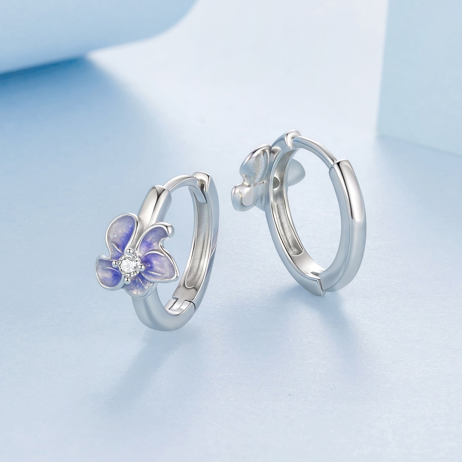 925 Sterling Silver White Gold Plated Enamel CZ Hoop Earrings for Women  DestGlow