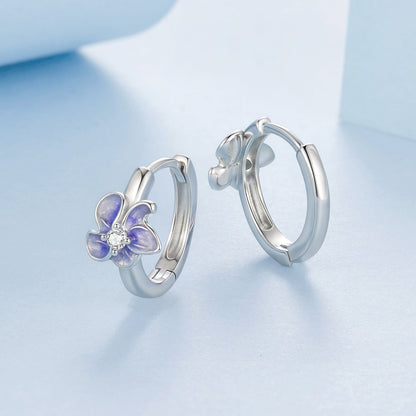 925 Sterling Silver White Gold Plated Enamel CZ Hoop Earrings for Women  DestGlow