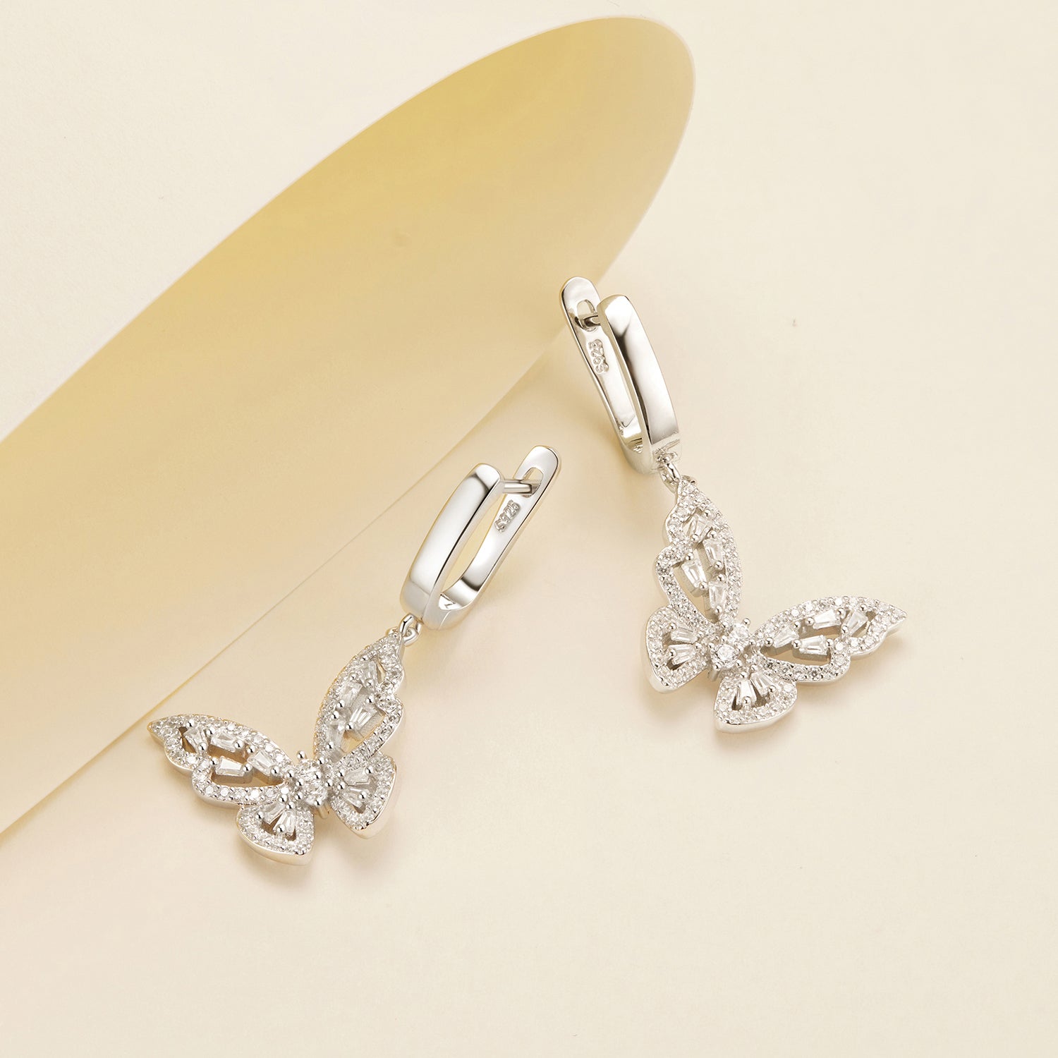 925 Sterling Silver Earrings with Pavé Setting CZ, 37x19mm for Women  DestGlow