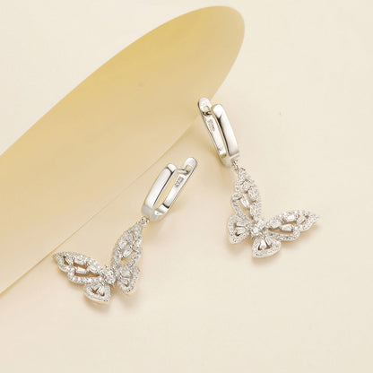 925 Sterling Silver Earrings with Pavé Setting CZ, 37x19mm for Women  DestGlow