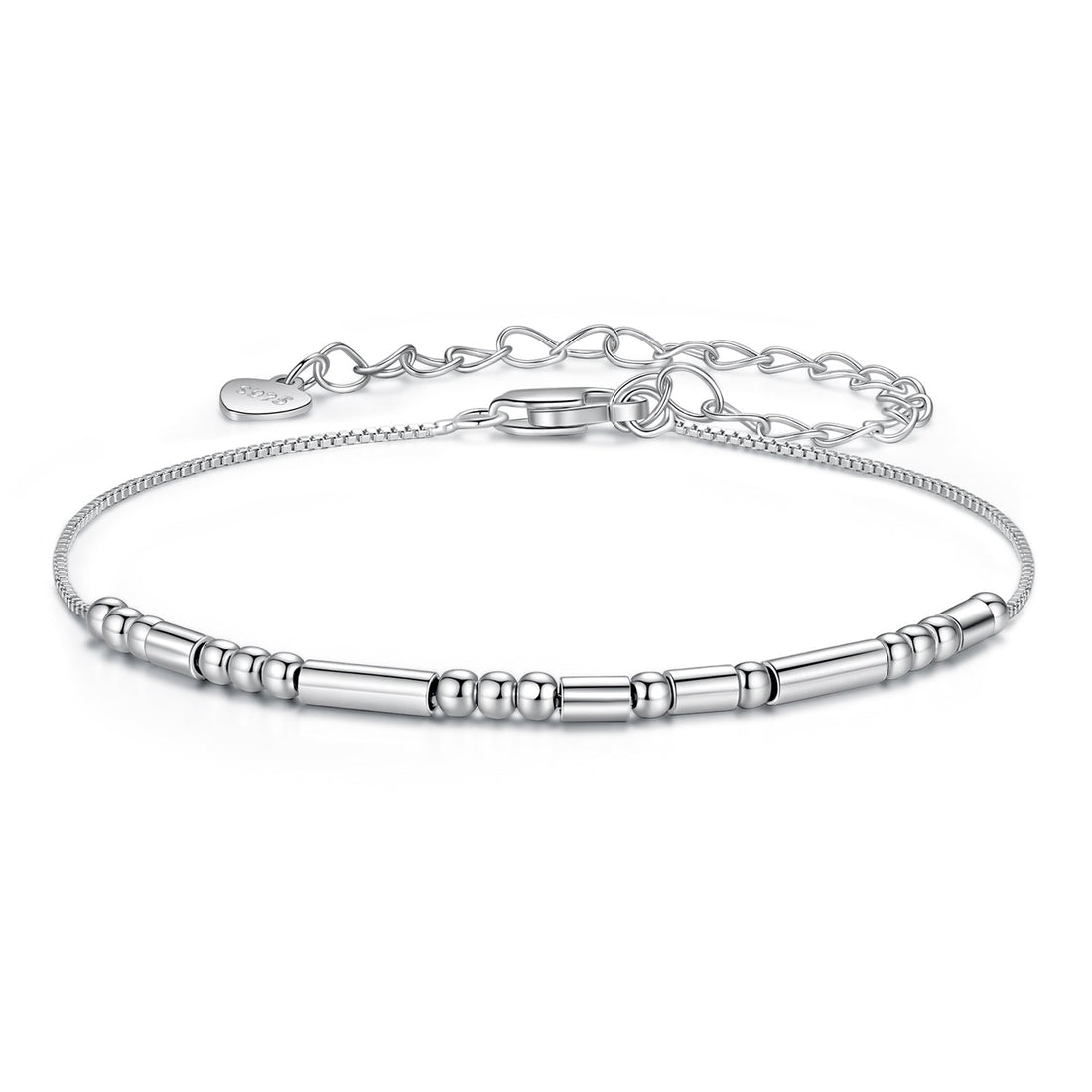 925 Sterling Silver White Gold Plated Bracelet 15+6cm for Women  DestGlow