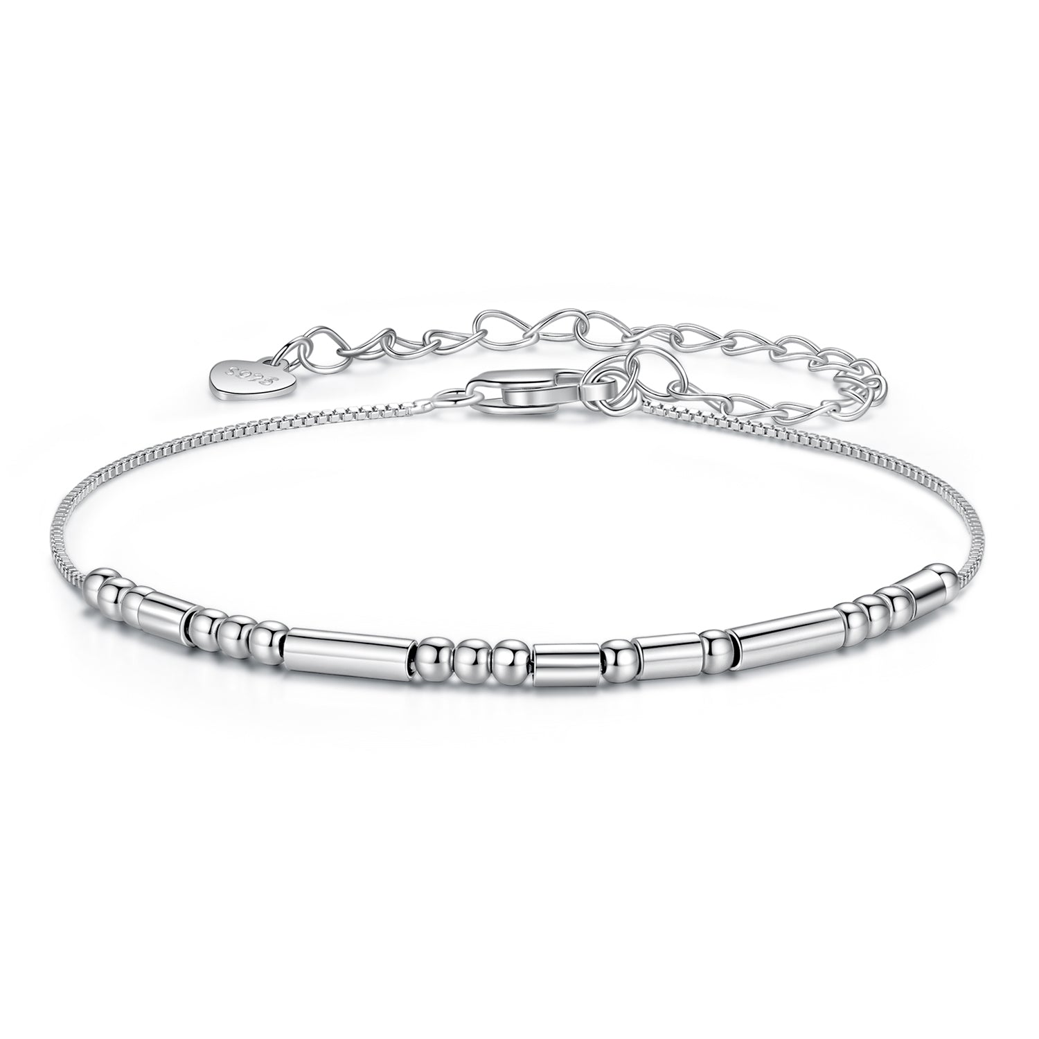 925 Sterling Silver White Gold Plated Bracelet 15+6cm for Women  DestGlow