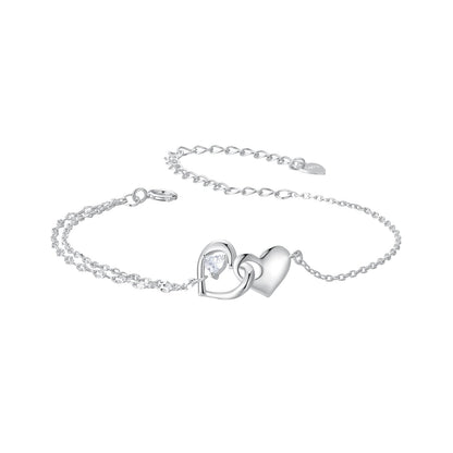 925 Sterling Silver Bracelet with Pave Setting CZ and White Gold Plating  DestGlow
