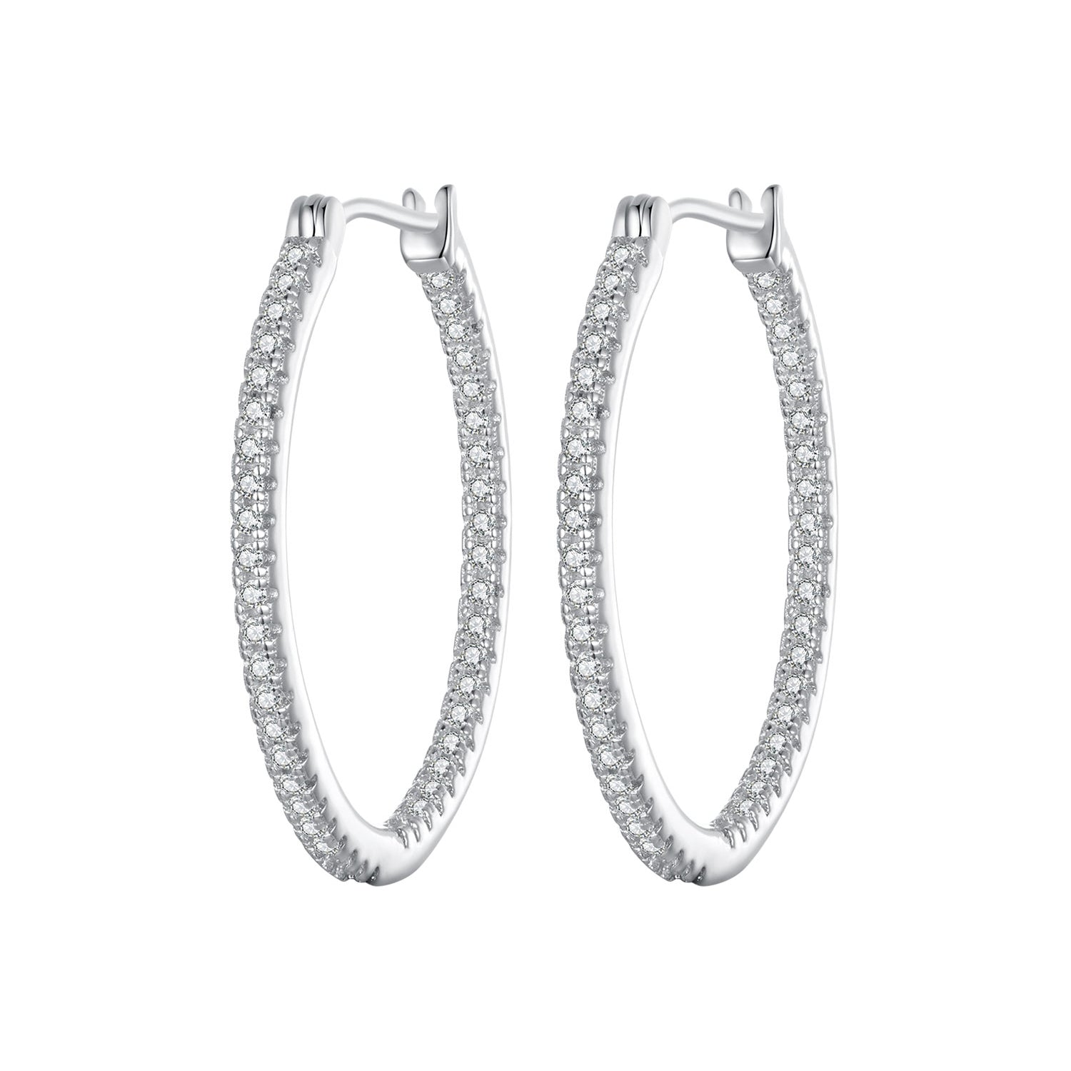 925 Sterling Silver Earrings with Pave Setting CZ in White Gold for Women  DestGlow