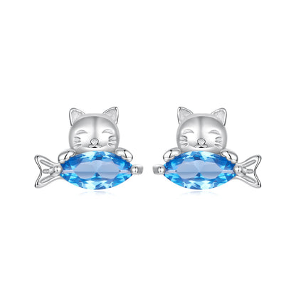 925 Sterling Silver 0.8cm White Gold Plated CZ Earrings for Women