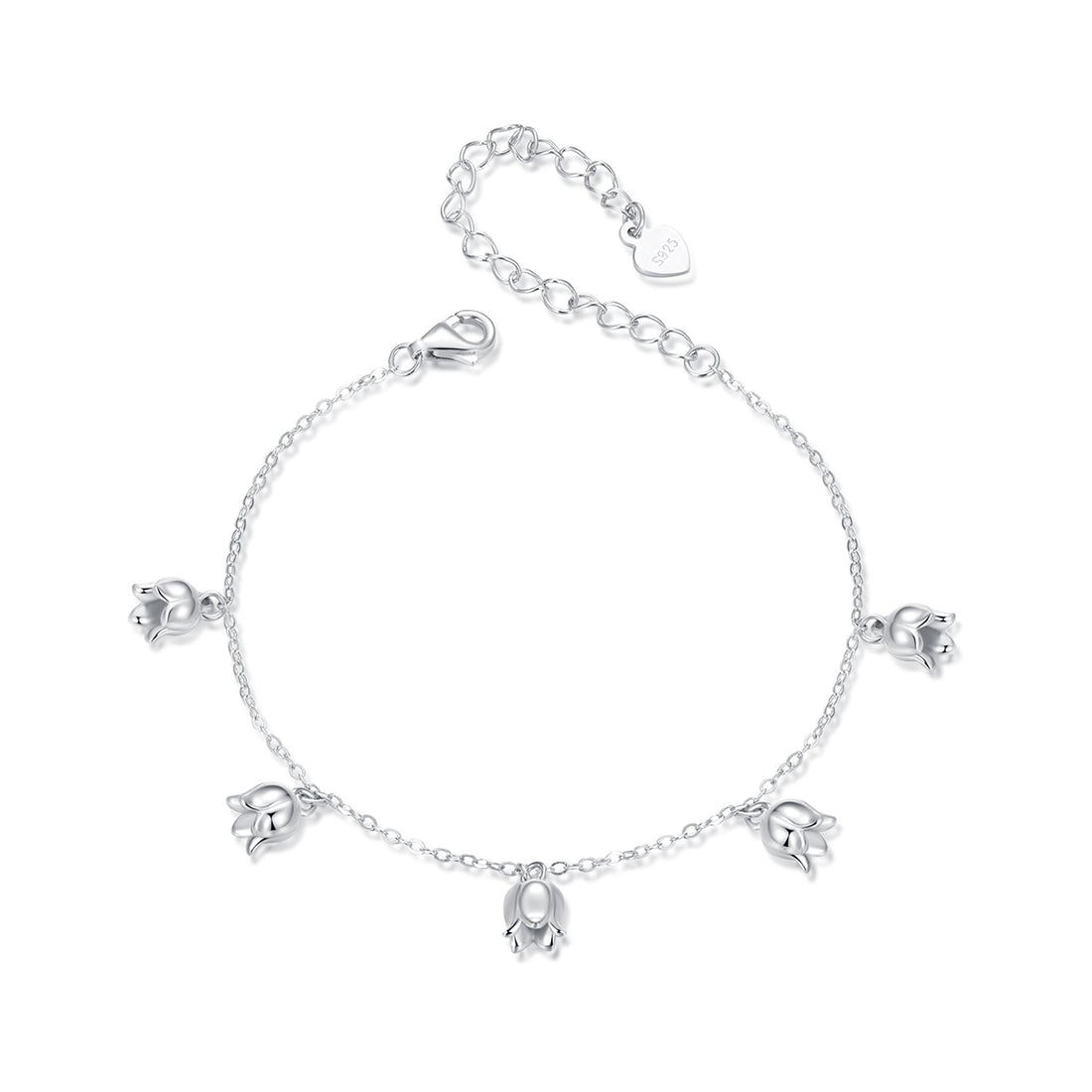 925 Sterling Silver Plated White Gold 12x41mm Pendant Bracelet  DestGlow
