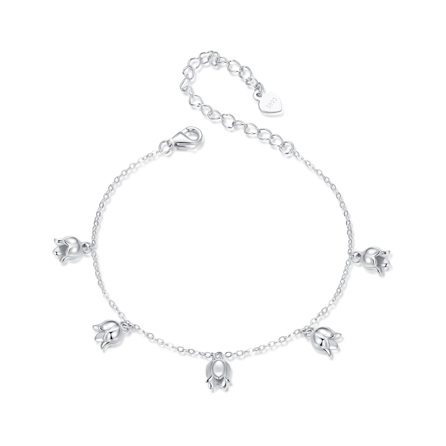 925 Sterling Silver Plated White Gold 12x41mm Pendant Bracelet  DestGlow