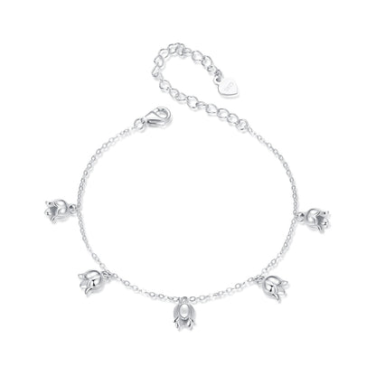 925 Sterling Silver Plated White Gold 12x41mm Pendant Bracelet  DestGlow