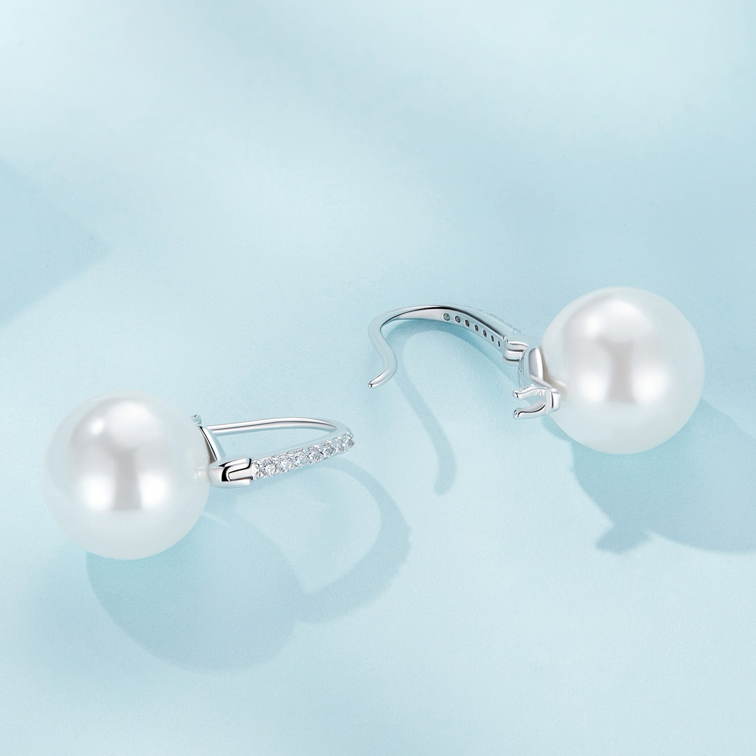 925 Sterling Silver Earrings with Quality Shell Pearl and CZ, 21*11mm, for Women  DestGlow