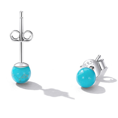 925 Sterling Silver Turquoise Earrings 0.4cm for Women  DestGlow
