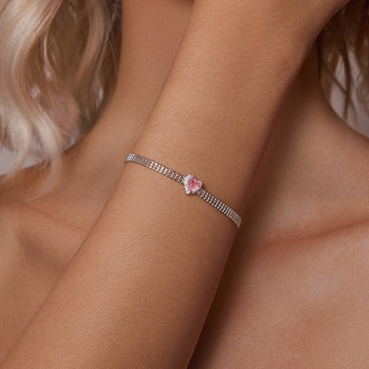 925 Sterling Silver White Gold Plated 8mm CZ Pendant Bracelet for Women  DestGlow