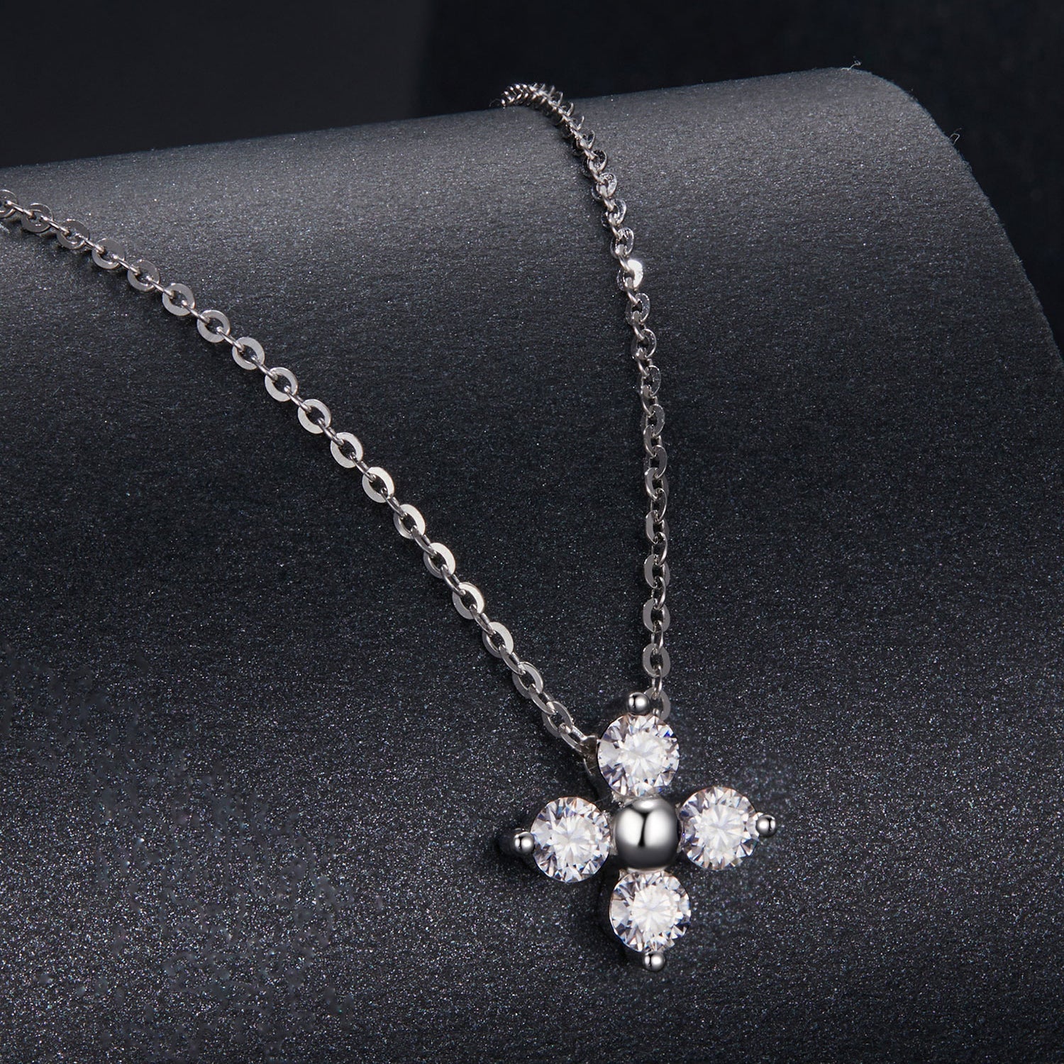 925 Sterling Silver &amp; White Gold Plated Moissanite Necklace 40+5cm for Women  DestGlow