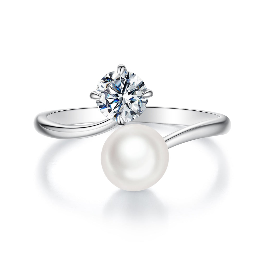 925 Sterling Silver Moissanite 0.5 Carat Freshwater Pearl Ring Size E for Women  DestGlow