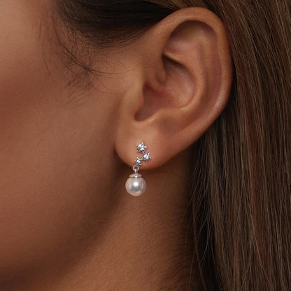 925 Sterling Silver Earrings with Quality Shell Pearl and CZ for Women  DestGlow