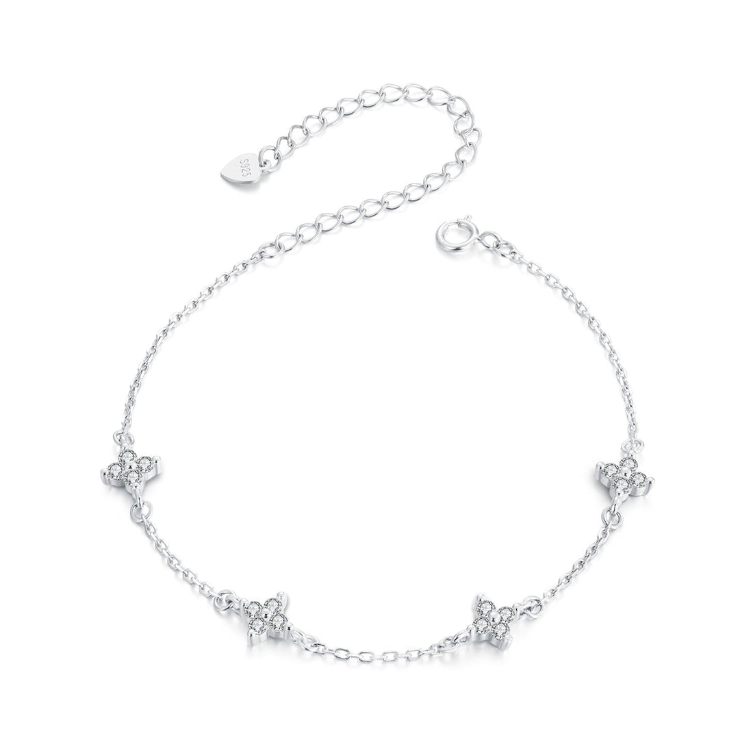 925 Sterling Silver White Gold Plated Adjustable CZ Bracelet for Women  DestGlow