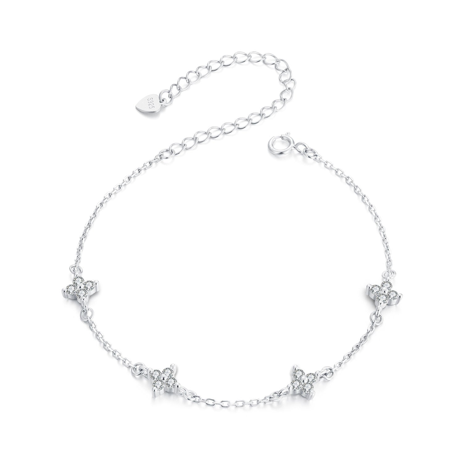 925 Sterling Silver White Gold Plated Adjustable CZ Bracelet for Women  DestGlow