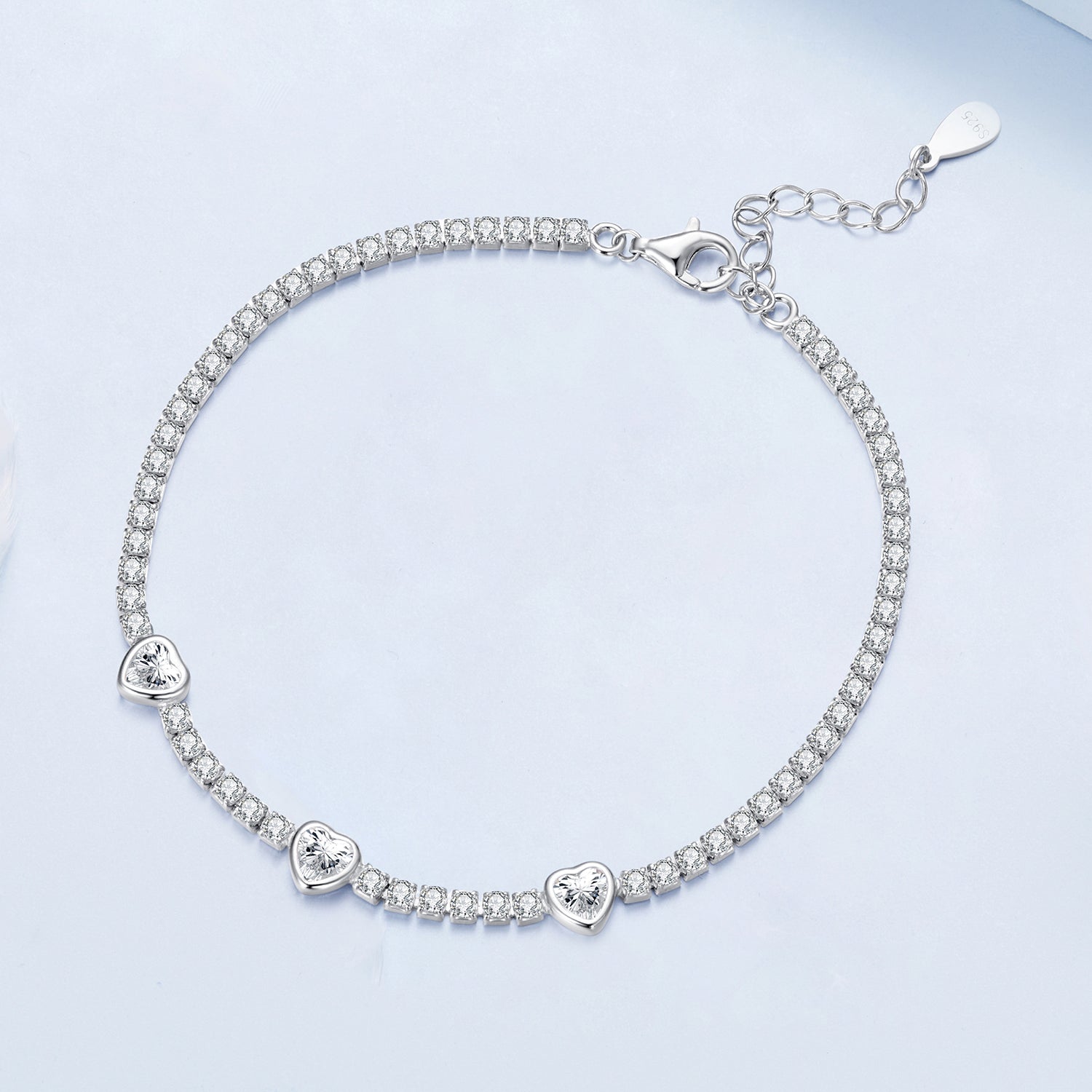 925 Sterling Silver &amp; Pavé Setting CZ Bracelet with White Gold Plating for Women  DestGlow