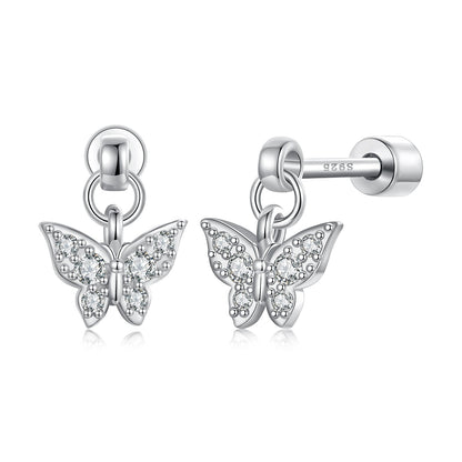 925 Sterling Silver White Gold Plated Earrings with CZ